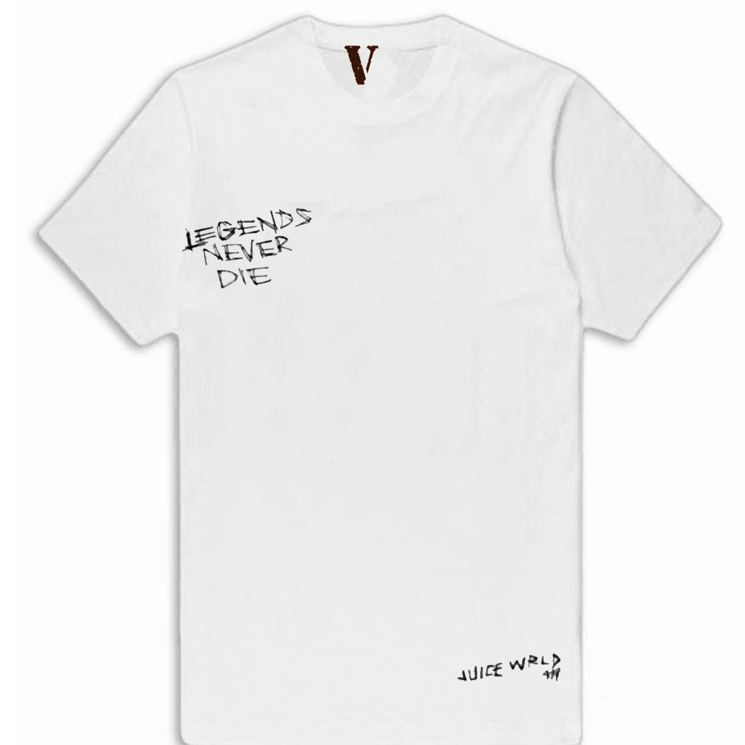 20SS 送料関税込 Juice Wrld x Vlone Legends Never Die Tシャツ Juice Wrld x Vlone Legends Never Die T-Shirt White Men's