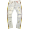 KILOGRAM LIGHT BLUE PAINT SPLATTER SIDE STRIPE DENIM JEANS (KG10046S-YGP) - Clique Apparel