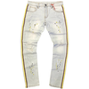 KILOGRAM LIGHT BLUE PAINT SPLATTER SIDE STRIPE DENIM JEANS (KG10046S-YGP) - Clique Apparel