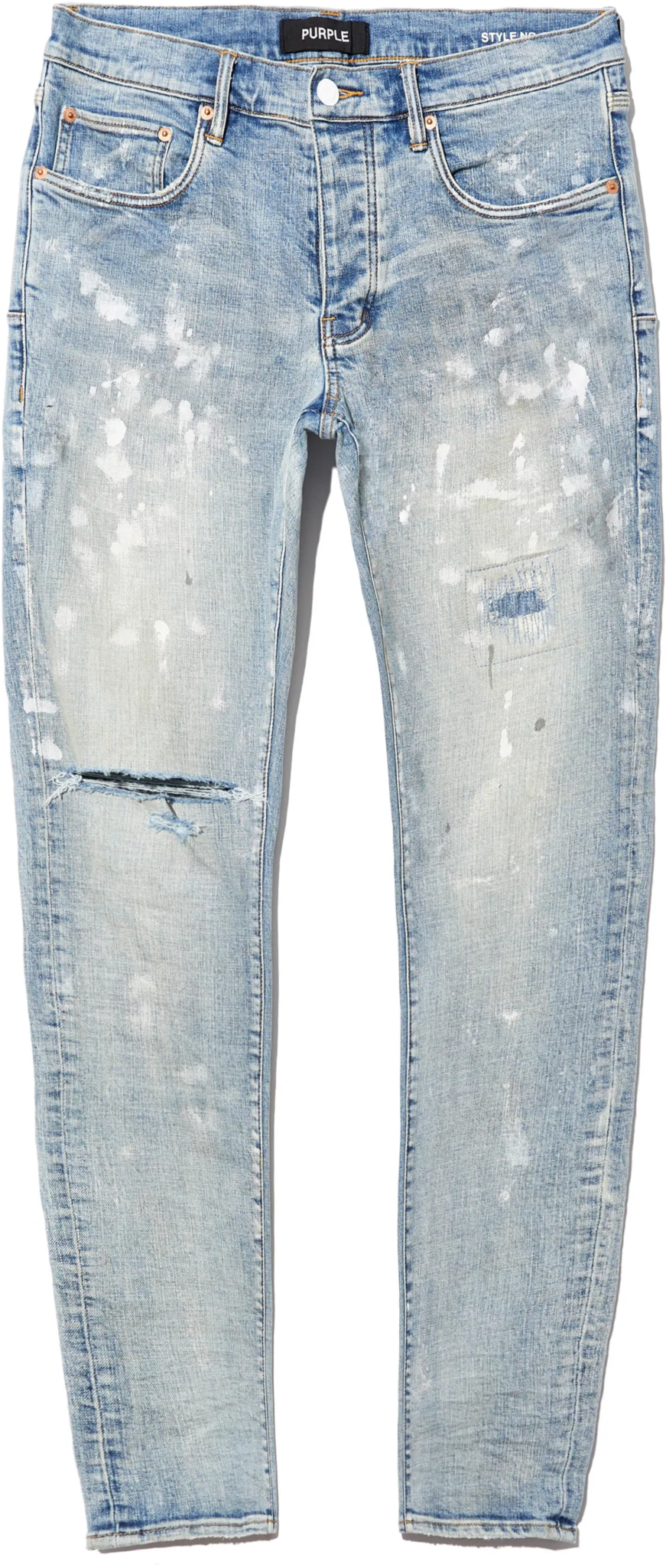 P001 - (LIA) Light Indigo Paint Blowout Jeans | Clique Apparel