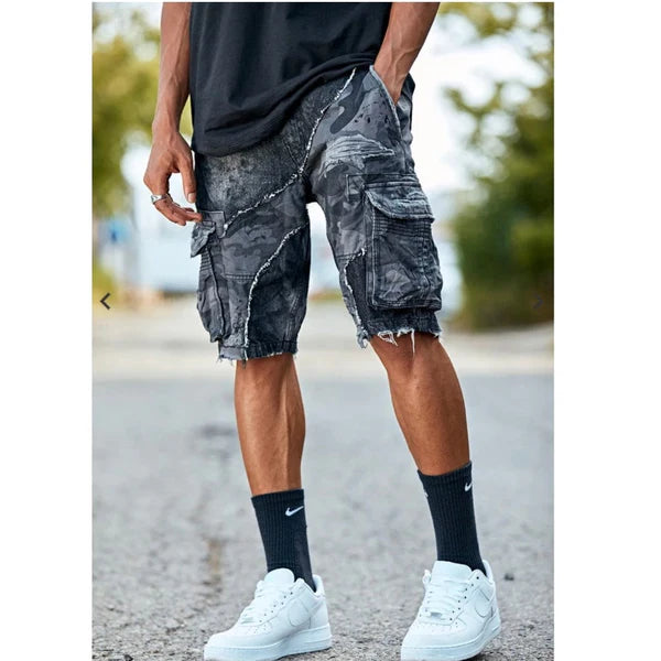 Denim cargo shorts shop