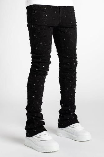 Vicious Embellished Black Flared Denim Jeans