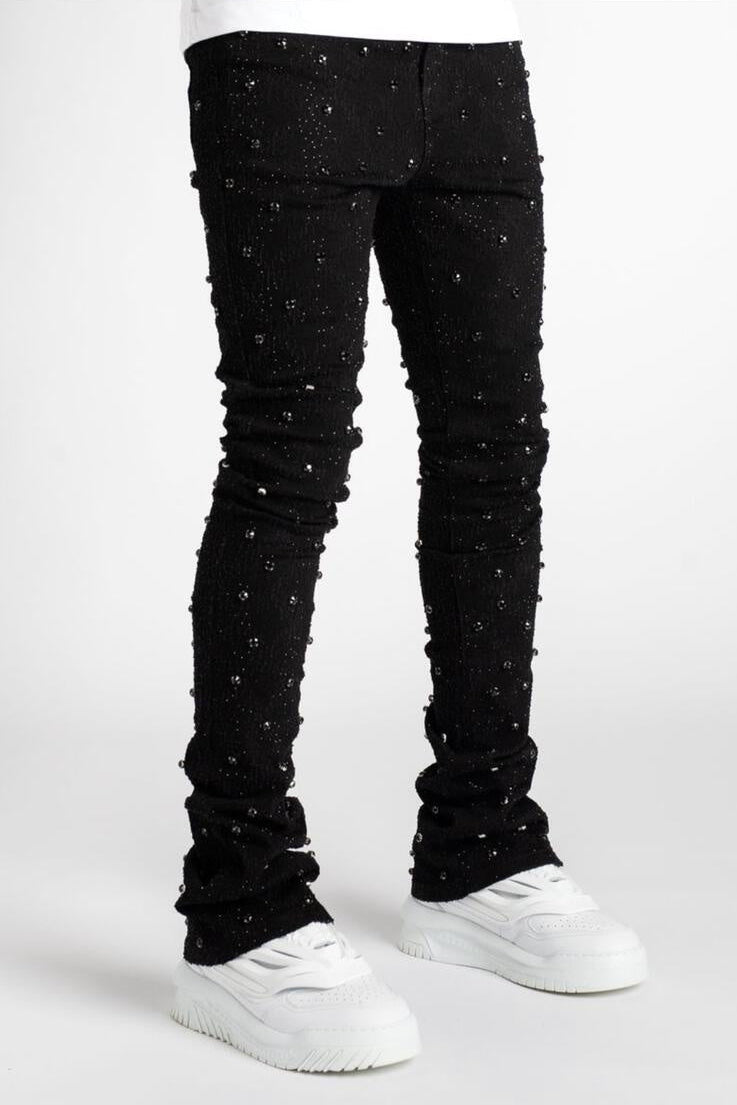Vicious Embellished Black Flared Denim Jeans