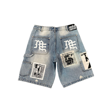Mixed Emotion-  AI Denim Shorts - Blue - Clique Apparel