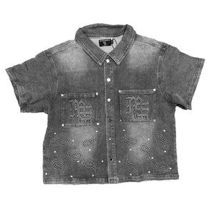 Mixed Emotions - Black Paisley denim shirt