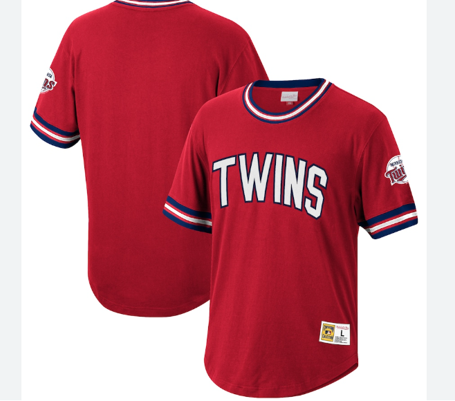 Mitchell and Ness - Mesh v Neck Twins Jersey - Red