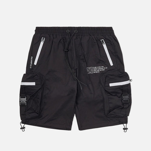 COMBAT NYLON SHORT BLACK WITH GREY ZIPPERS - Clique Apparel