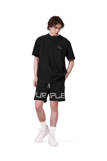 P413 Relaxed Fit Short - French Terry Sweat Short Wordmark Black - Clique Apparel