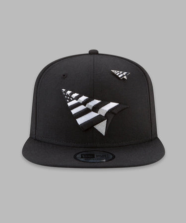 Paper Plane - The Original Crown Old School Snapback Hat with Green Undervisor - Clique Apparel
