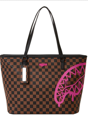 Sprayground - Pink Drippin Sharks Tote - Brown - Clique Apparel