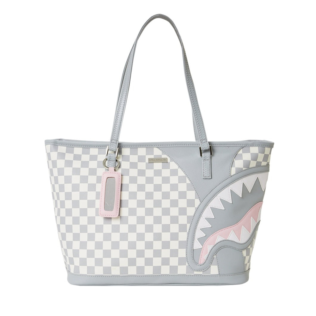 Sprayground ☆ 存在感を放つ グレー x ホワイト トートバッグ Sprayground Tokyo Bubble White & Grey Checkered Shoulder Bag